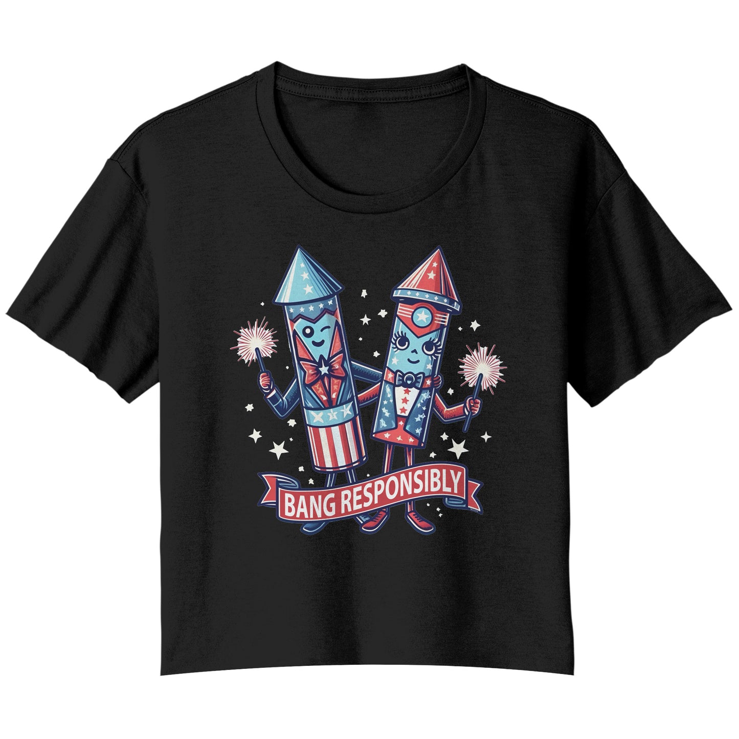 Bang Responsibly - 4th of July Ladies Flowy Crop T-Shirt