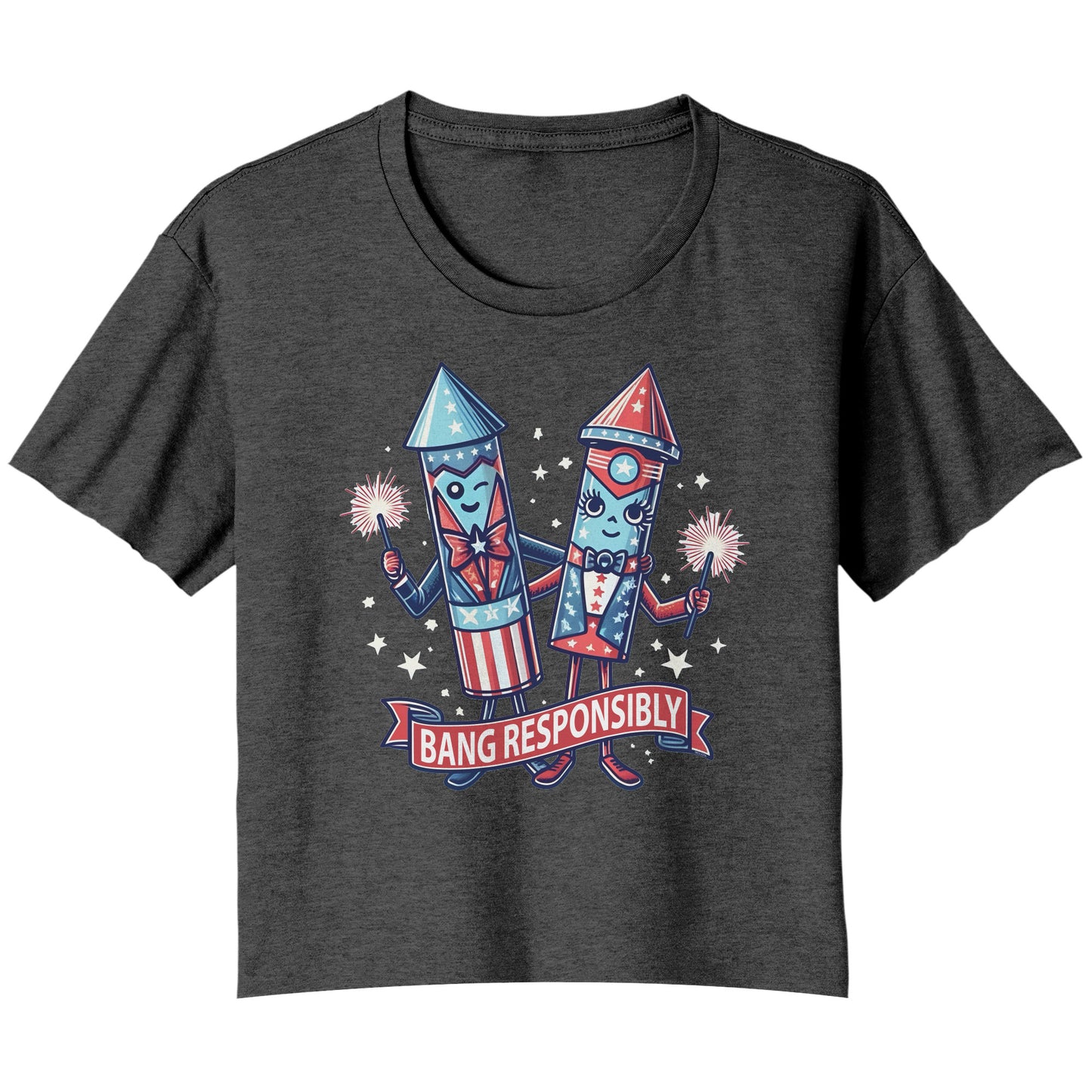 Bang Responsibly - 4th of July Ladies Flowy Crop T-Shirt