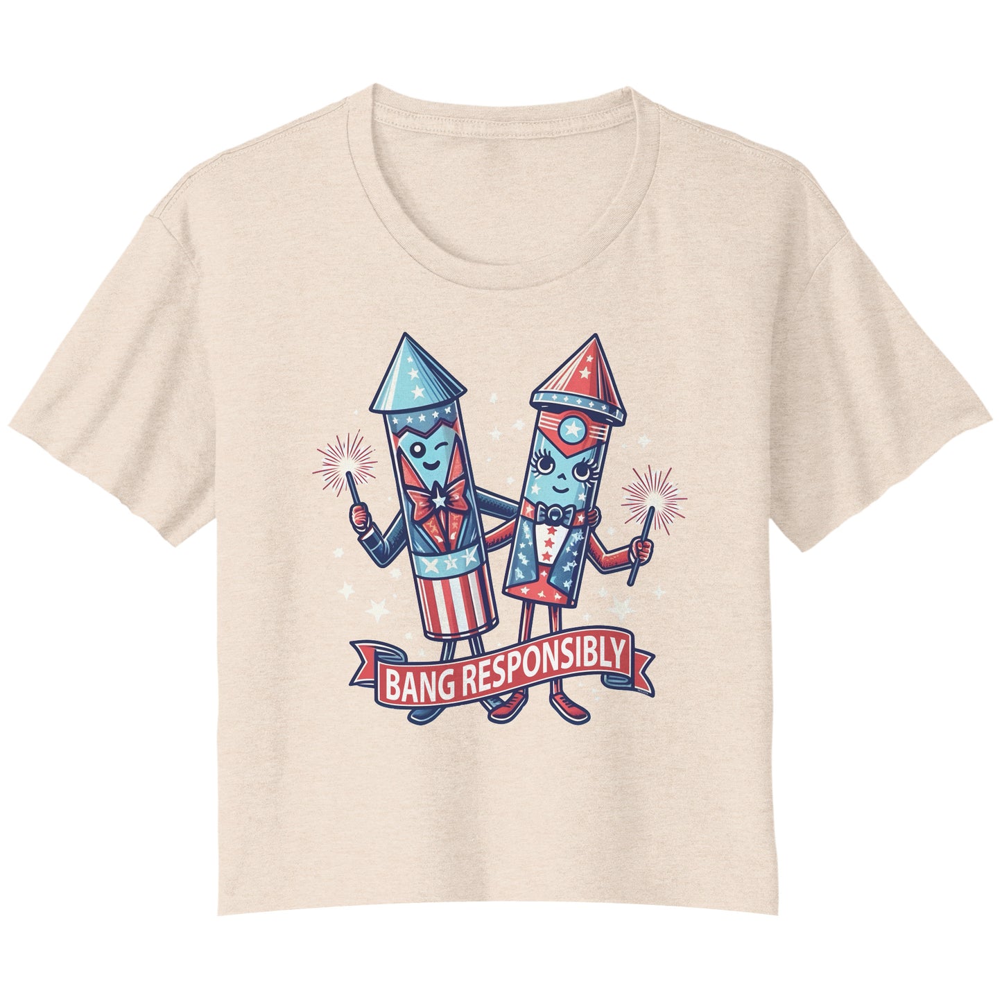 Bang Responsibly - 4th of July Ladies Flowy Crop T-Shirt