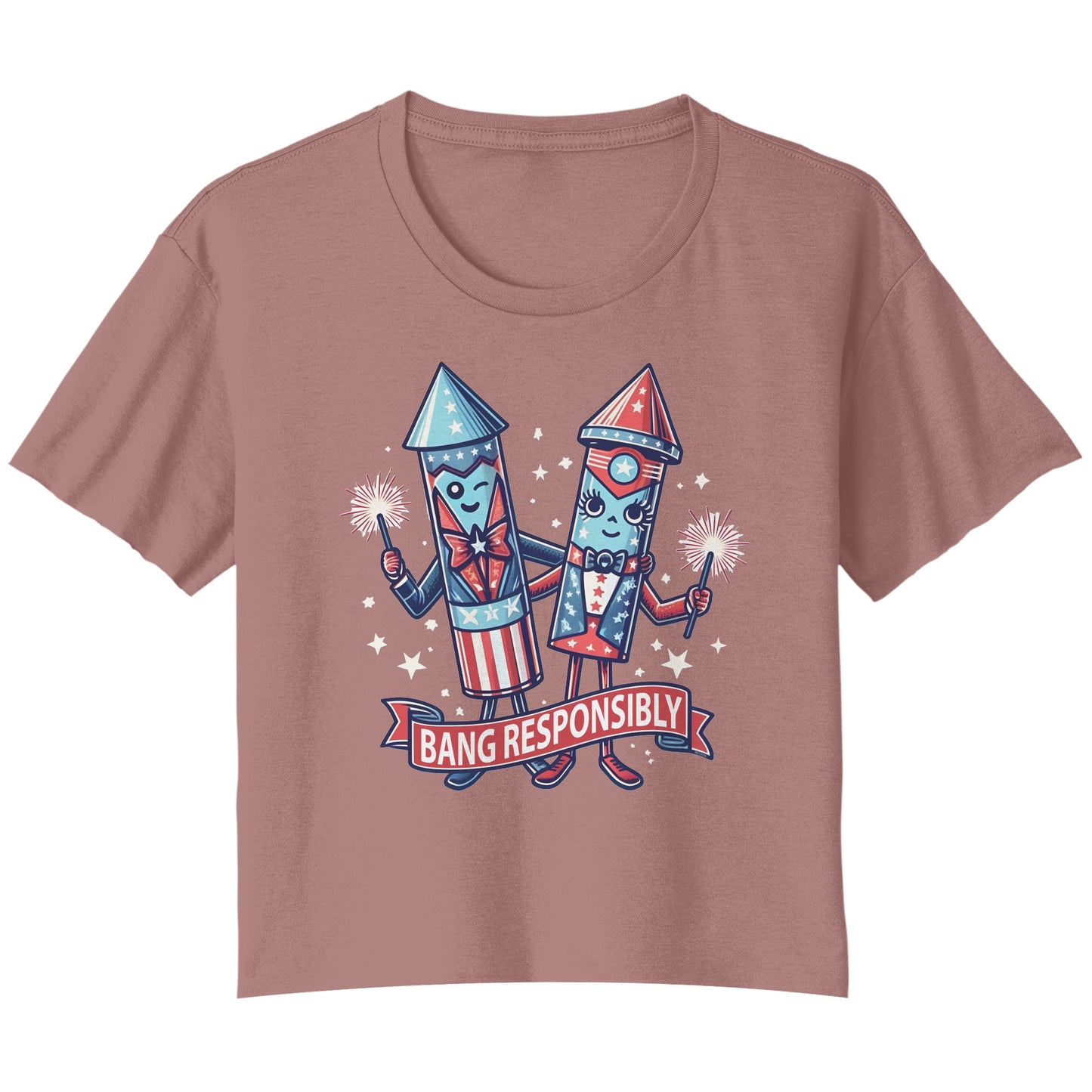 Bang Responsibly - 4th of July Ladies Flowy Crop T-Shirt