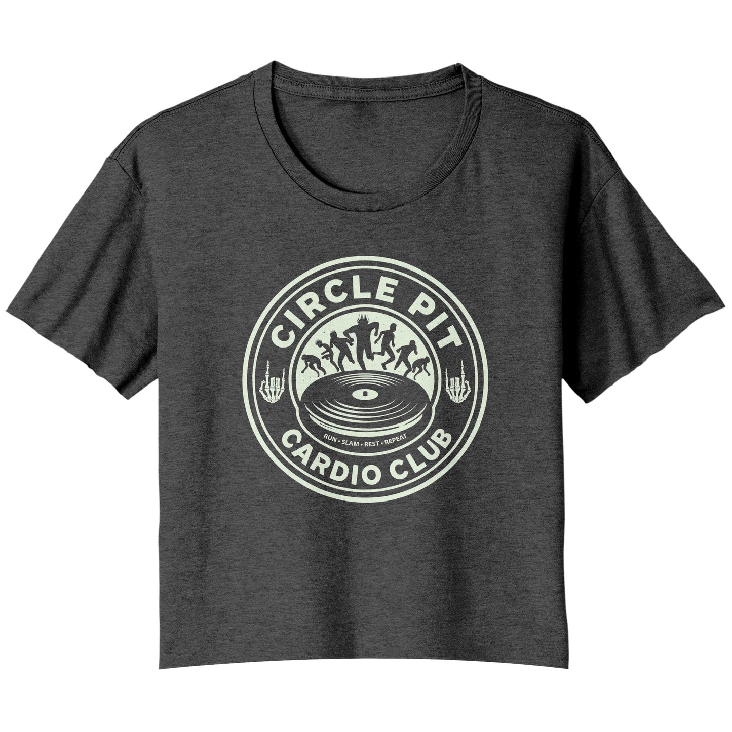 Circle Pit Cardio Club Punk Rock Ladies Flowy Crop T-Shirt
