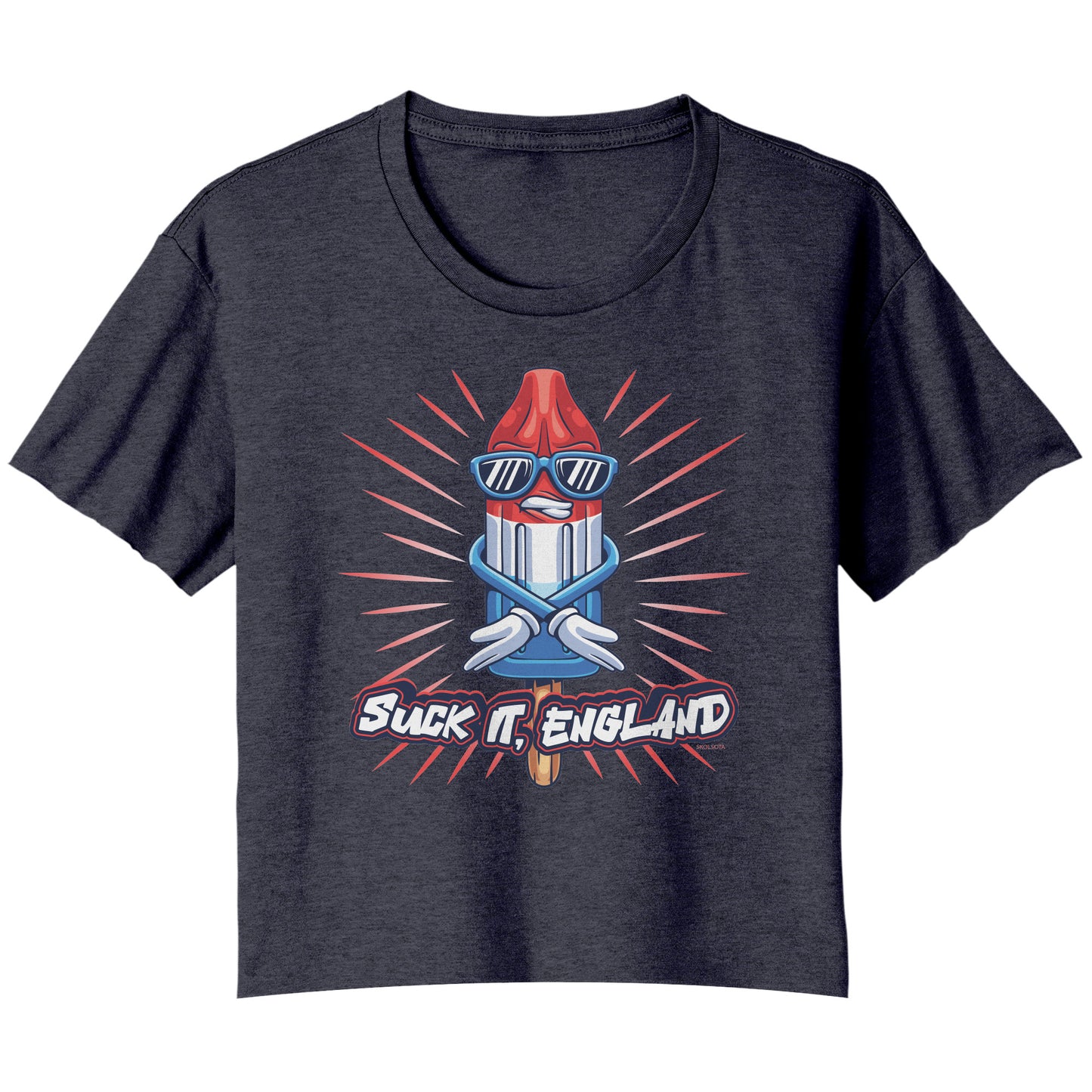 Suck It, England! Funny 4th of July Ladies Flowy Crop T-Shirt